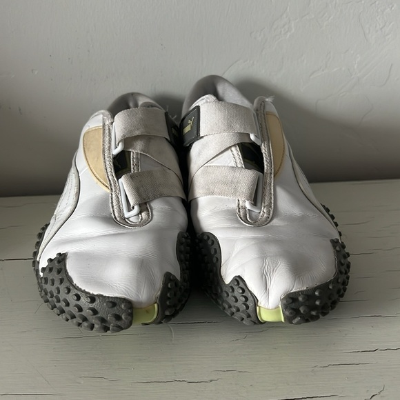 Y2K Puma Mostro Leather Sneakers Strap White Gray Yellow Sole Slip On Womens 7.5 - Picture 3 of 8